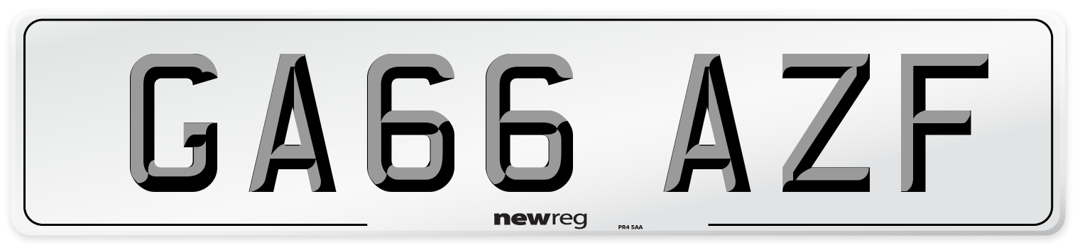 GA66 AZF Number Plate from New Reg